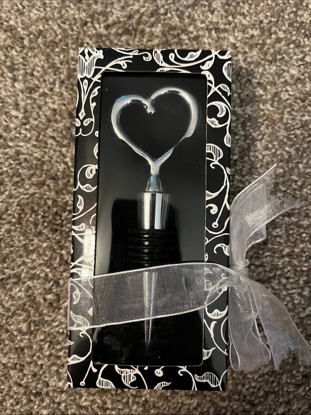 Kate Aspen Black & White Decorative Gift Box with wine cork
